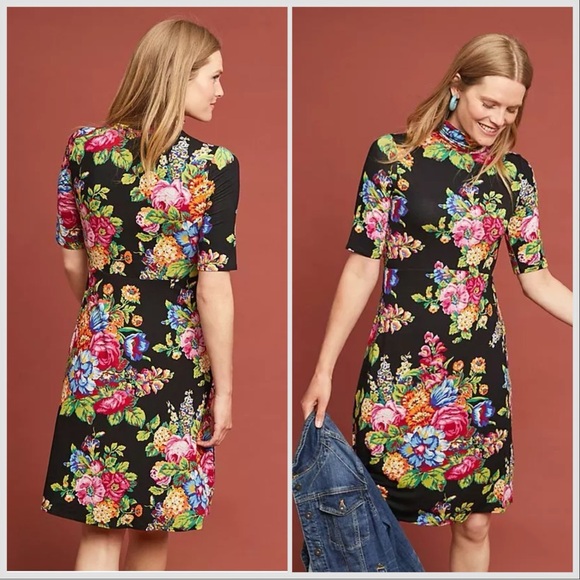 Anthropologie floral soft turtleneck dress, S. - Picture 2 of 12
